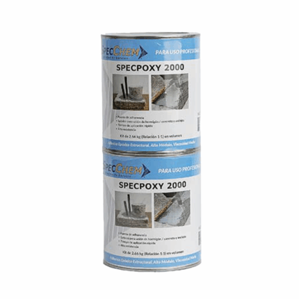 SPECPOXY 2000 es un adhesivo epoxico de dos com-ponentes, multi-proposito, alto modulo, insensible a la humedad que cumple con los requerimientos de ASTM C-881, Type I, II, IV & V grade 2, classes B&C. Este ad-hesivo libre de solventes, y viscosidad media en Guatemala.